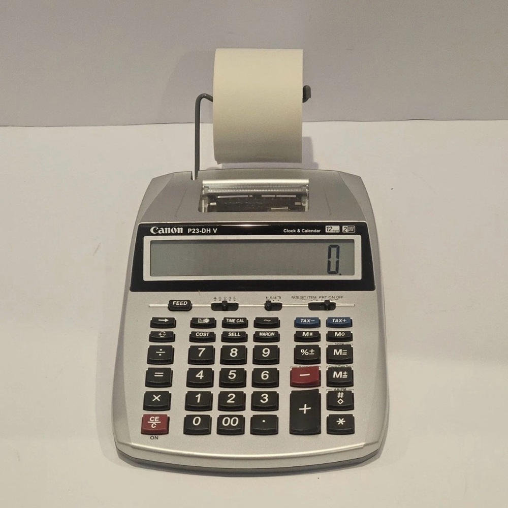 Canon P23-DH V 2-Color Mini Desktop 12 Digit Printing Calculator - Battery Only
